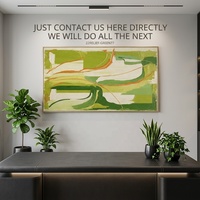 Pintura Acrílica Abstracta Verde Oliva de Textura Gruesa sobre Lienzo, Hecha a Mano y Enmarcada, para Decoración de Interiores de Alta Gama para Hoteles, Eager Art