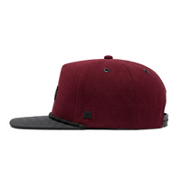 Premium OEM gepersonaliseerde wijnrode flat brim rope hat groothandel gestructureerde 5-panel streetwear snapback baseball cap voor heren