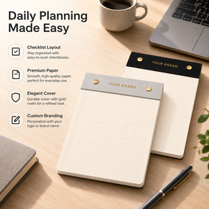 Libreta de Lista de Tareas Personalizada con Papel Couché, Logotipo en Lámina Dorada y Encuadernación con Remaches para Planificación Diaria de Oficina - Product Image 2