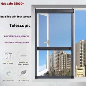 Hiện đại tự cài đặt có thể thu vào trượt muỗi Màn hình Hợp kim nhôm Con lăn cho phòng tắm & phòng khách Polyester lưới - Product Image 4