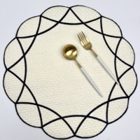 Sets de table ronds à bords festonnés, motif géométrique, résistants à la chaleur, lavables, pour cuisine et salle à manger modernes