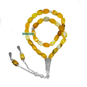 Winon - Rosario Islámico de Ágata Natural al por Mayor, 8*12mm, Chapado en Plata, Rosario Musulmán, Tasbih, Misbaha - Product Image 2