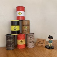 Modèle de fût d'huile en fer miniature, modèle de scène de jeux de guerre, boîte de rangement, décoration de bureau, modèle de voiture, cadeaux pour garçons