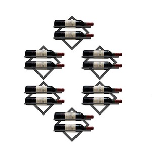 Support mural en métal noir pour bouteilles <span class=keywords><strong>de</strong></span> <span class=keywords><strong>vin</strong></span>, organisateur <span class=keywords><strong>de</strong></span> rangement pour la maison, la cuisine ou le bar - Product Image 1