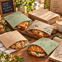 Sac en papier kraft de qualité alimentaire ECO, résistant à la graisse et à l'humidité, pour l'emballage de biscuits et de bonbons, impression personnalisée