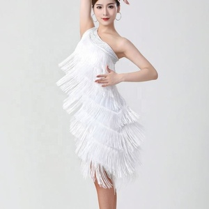 <span class=keywords><strong>Robe</strong></span> <span class=keywords><strong>Charleston</strong></span> <span class=keywords><strong>pour</strong></span> femme style années 20 avec une épaule dénudée et franges superposées – Tenue sexy <span class=keywords><strong>pour</strong></span> la danse latine, costumes de fête, Rumba, Salsa - Product Image 2