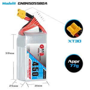 GNB 1S 2S 3S <span class=keywords><strong>4S</strong></span> 5S 6S <span class=keywords><strong>450mAh</strong></span> 80C Liop Batterie pour Machine de Voyage Temporalisée FPV Modèle Jouet LithiumBattery Accessoires - Product Image 6