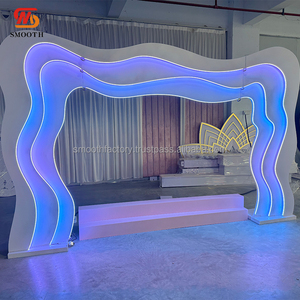 LEDA Modern White Wave LED Arch <b>Backdrop</b> Acrylic Wedding Entrance for <b>Party</b> Events Decor - Product Image 2