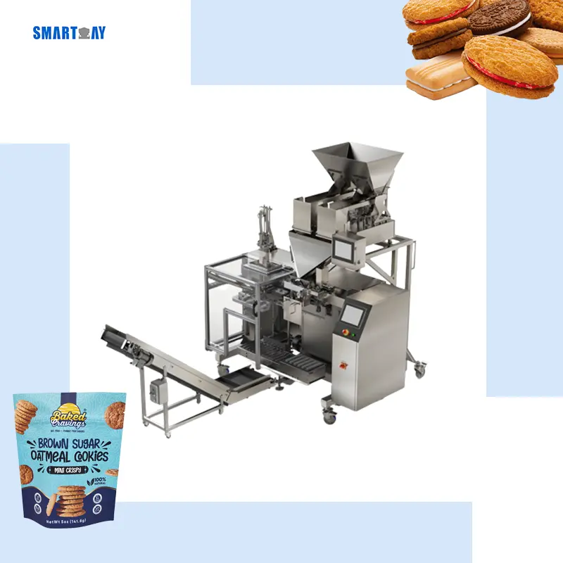 Tas Daypack horizontal 1kg 5kg, mesin kemasan kue biskuit makanan ringan dengan timbangan linear