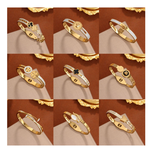 Bracciale Rigido da Donna di Alta Gamma Placcato Oro 18K in Acciaio Inossidabile con Finitura PVD Anti-Ossidazione - Accessorio di Lusso alla Moda più Venduto all'Ingrosso - Product Image 1