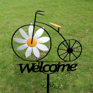 Mot de bienvenue pour la décoration de jardin fer artisanat chrysanthème vélo <span class=keywords><strong>moulin</strong></span> à <span class=keywords><strong>vent</strong></span> plug-in pour la décoration de jardin artisanat en métal pour la décoration intérieure - Product Image 3