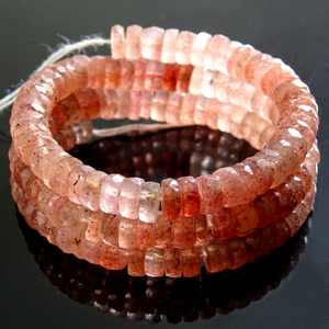 Cuentas Sueltas de Cuarzo Rosa Fresa Natural Multicolor en Forma de Botón de Neumático, Facetadas, de 6MM, Hilo de 8 Pulgadas - Product Image 1