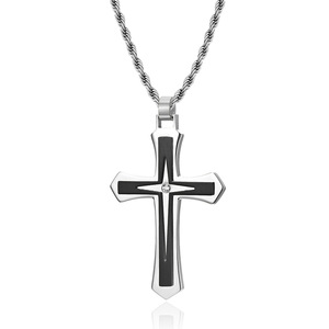 Factory Wholesale 316 Stainless Steel Two-tone Cross Necklace New Trendy <b>Titanium</b> Steel Men's Pendant Necklace - Product Image 6