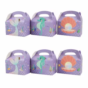 Mermaid Party Favor Treat Boxes Recycled Candy Box Under The Sea Kids Birthday Party Goodie Bags Wholesale