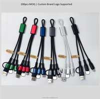 Câble de charge en aluminium 2-en-1 de 0,65 pi USB Type C Lightning RPET Écologique Certifié CE Logo personnalisé MOQ 100 pièces Cadeau promotionnel