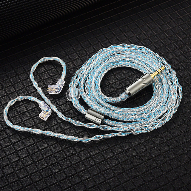 QKZ T1 8 Core Strand Silver Plated Upgrade Pvc Cable Earphone 3.5mm Gold Plated Plug 0.75 2PIN Headphone Line Wire
