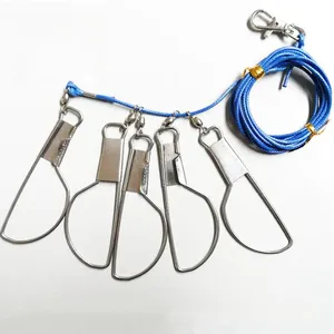 Wholesale Portable 5 Snaps Fishing Accessories Stainless Steel Fish Wire Rope Lock Live Fish Locker with Bag