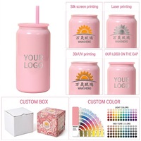 Gobelet isotherme personnalisé avec logo, 16 oz, en acier inoxydable 304, pour café et vin, avec paille et couvercle, idéal pour les filles, cadeau de voyage