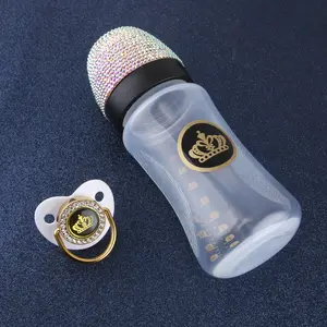 Роскошная блестящая Алмазная бутылка для кормления, 2400 мл, Детская Бутылочка с широким горлышком из полипропилена, не содержит Бисфенол А, идеальный подарок для ребенка