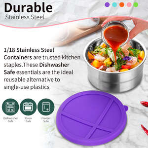 Stainless Steel Food <strong>Container</strong> 5PCS <strong>Stackable</strong> Leakproof Lunch Box Snack Cup Bento Salad Bowl Kids Home Travel Eco Safe 90-900ML - Product Image 2