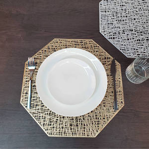 Geometric Pattern Heat Insulating <b>Placemat</b> Octagonal Gold <b>Silver</b> Modern Minimalist Non Slip For Tableware - Product Image 1