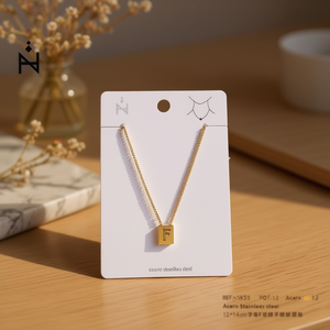 Collier en acier inoxydable avec pendentif lettre F 12x14cm, bijoux tendance - Product Image 2