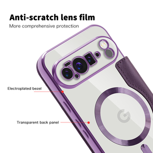 Étui de téléphone magnétique antichoc en cuir PU avec chargement sans fil et placage électrolytique pour <span class=keywords><strong>Google</strong></span> Pixel 9/10 Pro XL 7A 8A 9A - Product Image 5