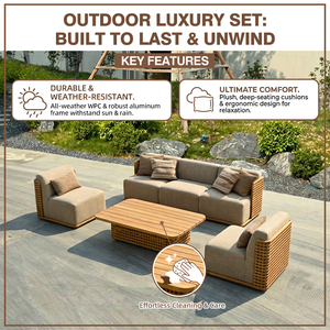 Meubles d'extérieur <span class=keywords><strong>de</strong></span> conception européenne, ensemble <span class=keywords><strong>de</strong></span> canapés en teck <span class=keywords><strong>de</strong></span> luxe, résistant à l'eau, aux UV et écologique, pour <span class=keywords><strong>jardin</strong></span> et cour. - Product Image 3