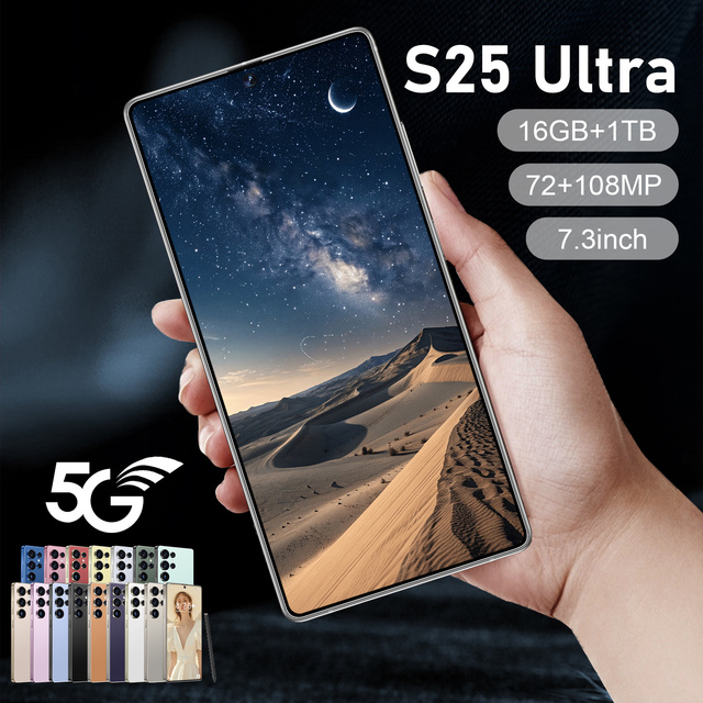 Original 5G S25 ultra Smartphone 7.3 Inch 16GB+1TB Android 14 HD Camera Decacore CPU Unlocked Gaming Phone Hot Sale