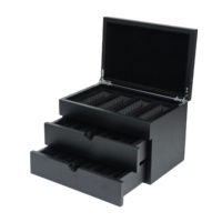 Boîte à tiroirs multicouche en bois finition mate personnalisée avec doublure en velours préformée et couvercle à charnières pour le rangement et la présentation de cadeaux de luxe