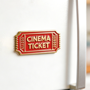 Aimants de réfrigérateur personnalisés en métal avec coupe de billet de cinéma, thème cinématographique, en émail souple ou dur, pour cadeaux souvenirs - Product Image 1