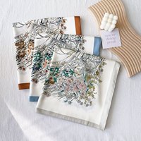 Châle carré léger en soie imprimée, grande écharpe pour femme, foulard pour femmes musulmanes 130*130cm, vente en gros WJ1013E