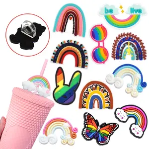 PVC Regenbogen Trinkhalm Abdeckung wieder verwendbare Stroh Topper Shooting Star Cloud Regenbogen Stroh Charme Buddy Topper