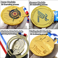 Médaille Personnalisée d'Usine en Métal Alliage de Zinc Émaillé, Trophées de Pickleball, Médailles Sportives 3D pour la Danse, la Course, le Football, le Soccer avec Logo