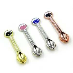 Factory Wholesale Enamel Engraved Design Logo Spoon Pin Charms Pendant Key Chain Metal Custom Mini Spoon Keychain