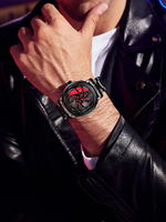 Montre-bracelet sport pour homme NS Never Stop N942, unique, à quartz rotatif, avec jante de voiture, étanche, bracelet en acier inoxydable, vente en gros