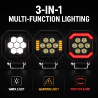 Phare de travail LED carré à bordure orange, faisceau combiné haute puissance, lampe antibrouillard tout-terrain avec support noir pour Jeep Wrangler SUV