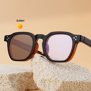 Lunettes de soleil photochromiques anti-lumière bleue UV400 Partagas Retro Designer avec logo personnalisé sur la monture pour hommes et femmes - Product Image 2
