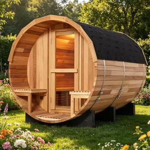 Sauna extérieur traditionnel en bois de pruche pour 3-4 personnes avec verrière panoramique, modèle <span class=keywords><strong>Suna</strong></span>, avec poêle chauffant de 6 kW - Product Image 2