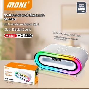 Lampe d'ambiance RGB portable avec mini-haut-parleur de bureau, horloge, radio FM, lecteur de carte TF et haut-parleur sans fil V5.0 - Product Image 5