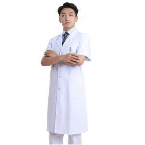 पुरुषों के लिए ओम शॉर्ट आस्तीन सफेद मेडिकल लैब कोट | T65/c35 कपड़े | पेशेवर डॉक्टर यूनिफॉर्म - Product Image 5