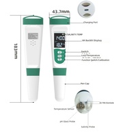 Testeur de qualité de l'eau 5-en-1 Ruixiangtong M51 (TDS, pH, EC, salinité, température) (0-50) pour aquariums et aquaculture