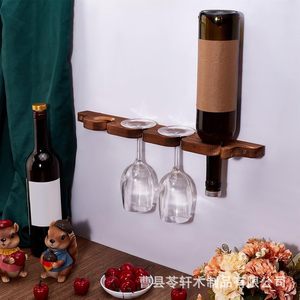Estante de madera para copas de vino, estante de almacenamiento de copas con tallo de madera maciza para montar en la pared, escurridor, estante de almacenamiento de copas de vino para montar en la pared y - Product Image 5
