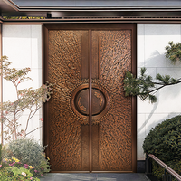 Porte d'entrée de luxe en cuivre de style antique pour villa résidentielle, porte battante en métal haute sécurité