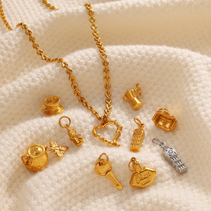 Colgante de acero inoxidable con forma de tetera y taza de té de estilo europeo americano, de formas mixtas, para hacer pulseras, accesorios de joyería DIY - Product Image 2