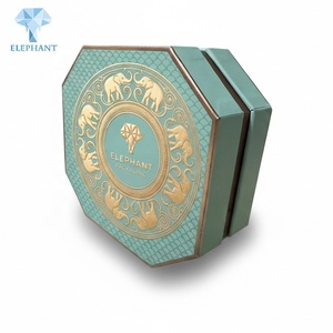 Caja Rígida Octogonal de Lujo con Tapa y Base, Diseño Personalizado de Elefante con Lámina Dorada Verde, Inserto para Chocolates, Dulces y Caramelos, Caja de Papel para Empaque - Product Image 2