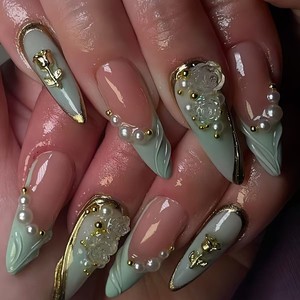 <span class=keywords><strong>Uñas</strong></span> Postizas Acrílicas Suaves <span class=keywords><strong>con</strong></span> Diseño 3D de <span class=keywords><strong>Flores</strong></span>, <span class=keywords><strong>Uñas</strong></span> de Presión <span class=keywords><strong>con</strong></span> Diseño de Concha de Tortuga Maillard, Forma de Almendra Corta, <span class=keywords><strong>Uñas</strong></span> de Presión 3D - Product Image 2