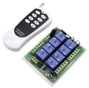 Pengontrol perlengkapan lampu LED pembelajaran 8 cara, saklar remote control nirkabel 8ch 433mhz dengan modul relay 8 saluran