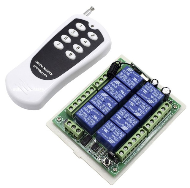 433mhz 8ch Wireless Remote Control Switch 8way Learning LED Light Fixture Controller With 8channel Relay Module