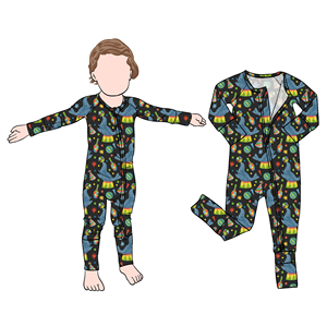 Romper Bayi Laki-laki Berkualitas Tinggi Little Glow Kids Grosir Kustom Bermotif Bambu untuk Balita Anak-anak - Product Image 2